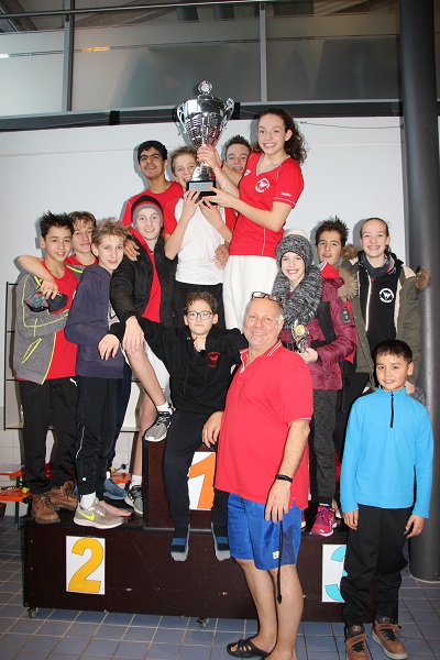 Gruppenbild mit Manschaftspokal