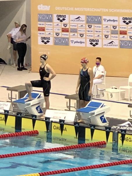 Blick auf den Startblock mit Johanna