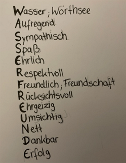 Akrostichon mit den Anfangsbuchstaben Wasserfreunde