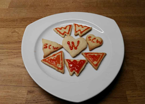 SCW Plätzchen mit roter Glasur